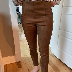 Ankle Zip Faux Suede Leggings, hardly worn